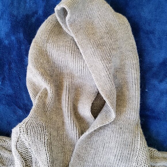 Diesel Femme Chunky Cable Knit Hooded Cardigan Button Sweater Neutral Size XL - Picture 11 of 11